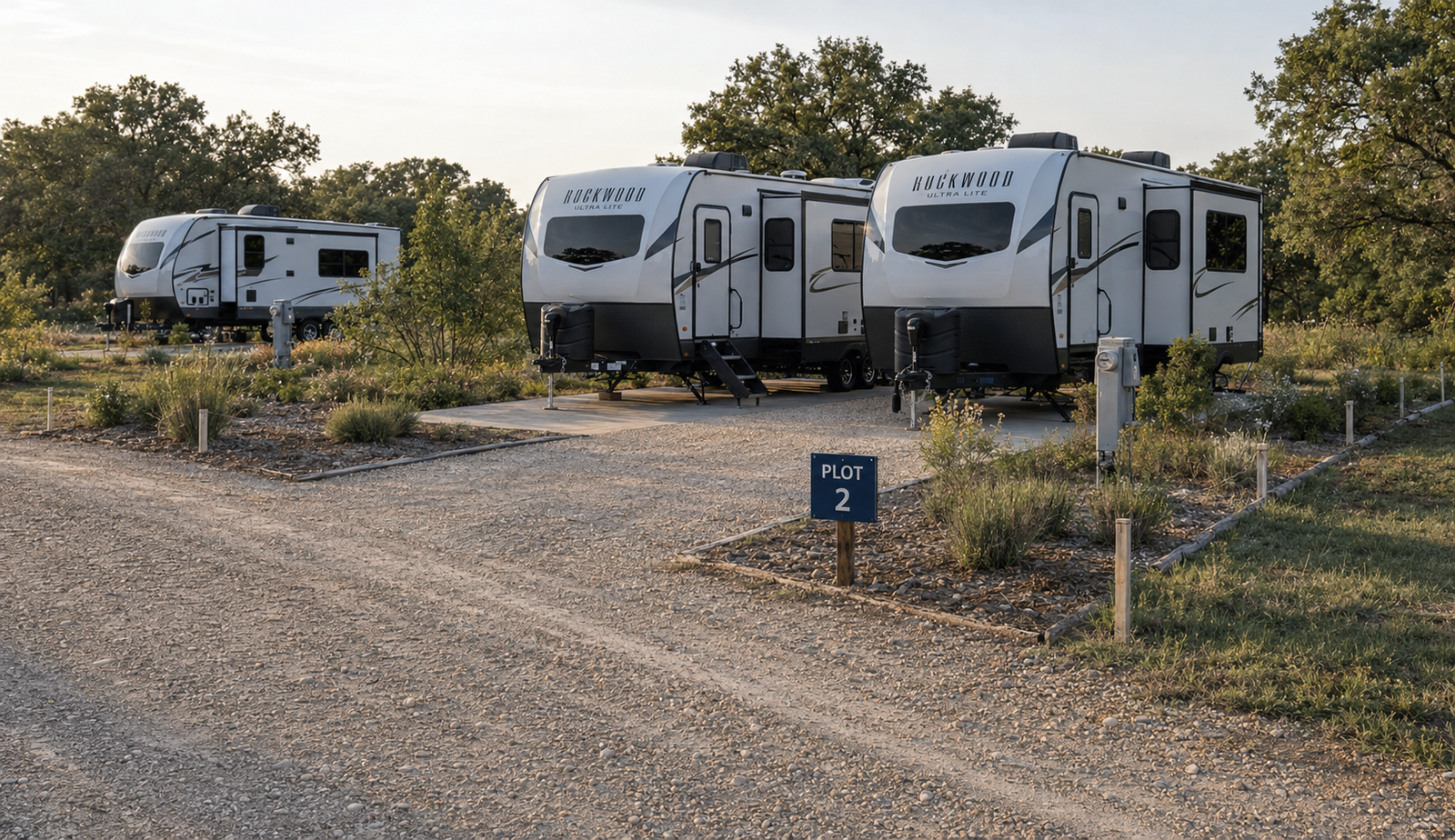 Rendered RV plot with sign and utility hookup