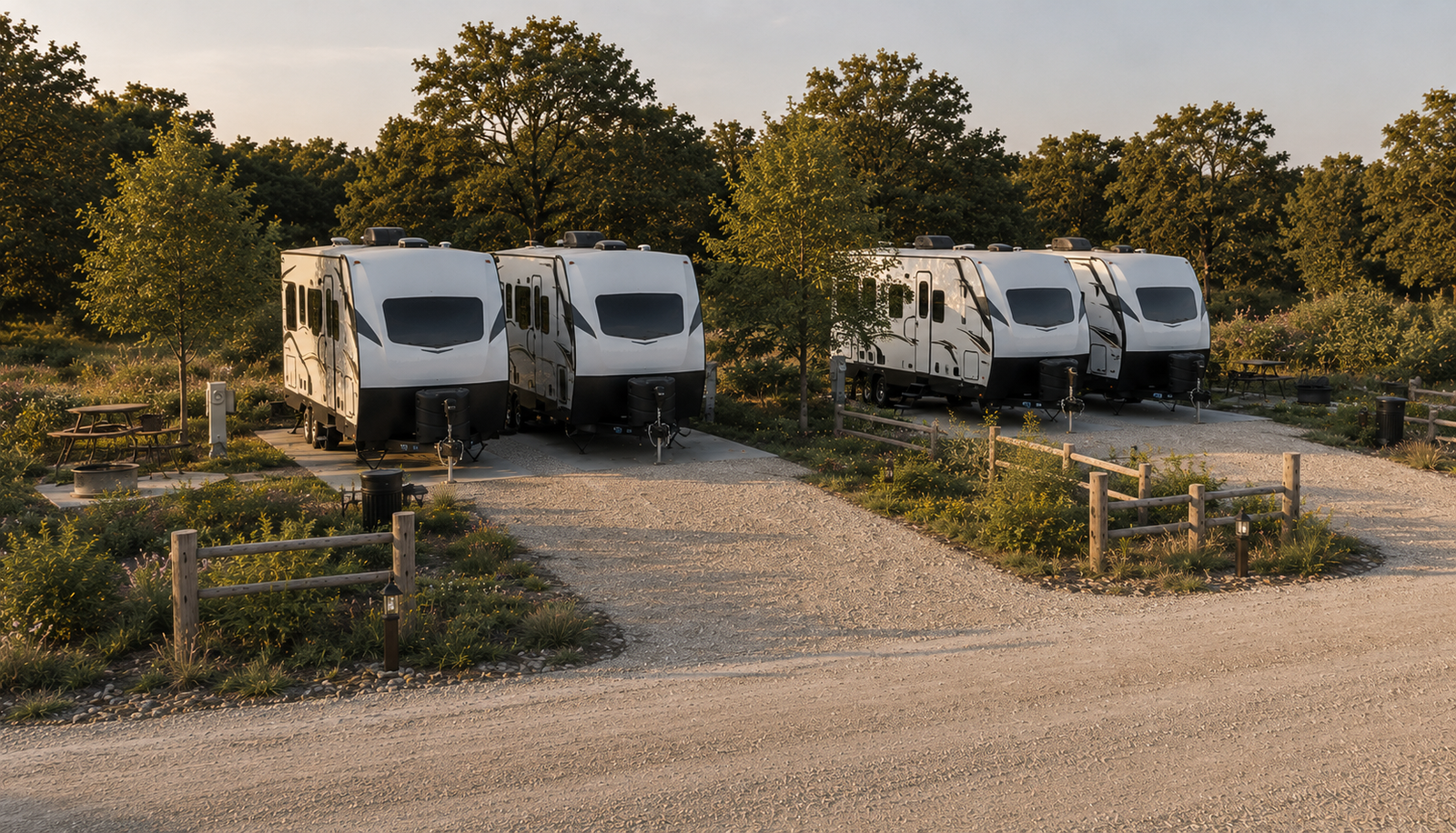 RV lane rendering with landscaped sites